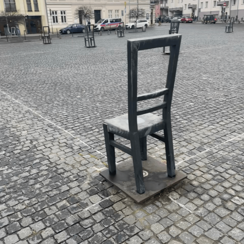 Metal chair at Plac Bohaterów Getta